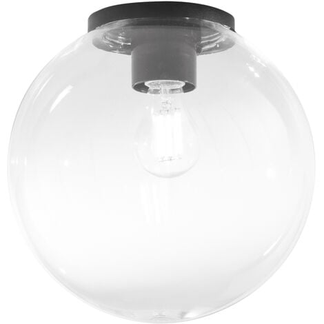 Lume da esterno POLLY con base in plastica nera e sfera trasparente 30 cm.