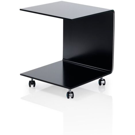 Vassoio TV Girevole Legno Tavolino Da Divano Regolabile A Forma Di C - Girevole 360°, Altezza 45-81 Cm, Legno MDF Nero Tavolino Divano - 9