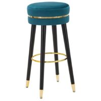 Sgabello da bar "Paris" in poliestere gambe in legno colore nero per interni -Ottanio/Oro