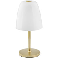 "Lampada da tavolo ARES in metallo oro e diffusore in vetro bianco 36cm."