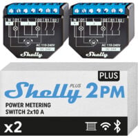 Shelly Plus 2PM (lot de 2), Interrupteur connecté pour volet roulant - 16A (240V), 2 canaux, Relais Wi-Fi & Bluetooth, Indicateur de consommation, Domotique, Compatible Alexa & Google Home, App iOS An