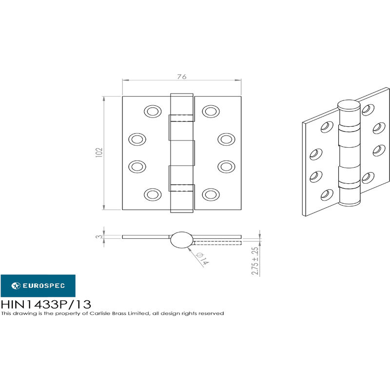 Enduro Grade 13 Ball Bearing P Hinge