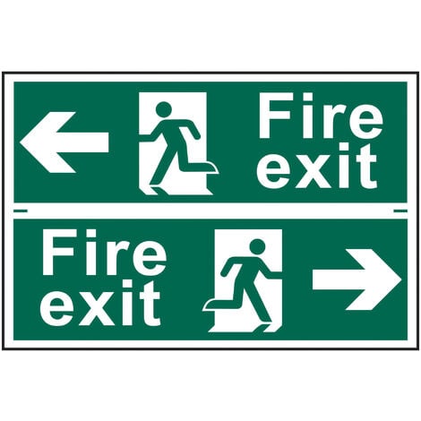 Fire Exit Man Running Arrow Left/Right' Sign 300mm x 100mm 2 Per Sheet