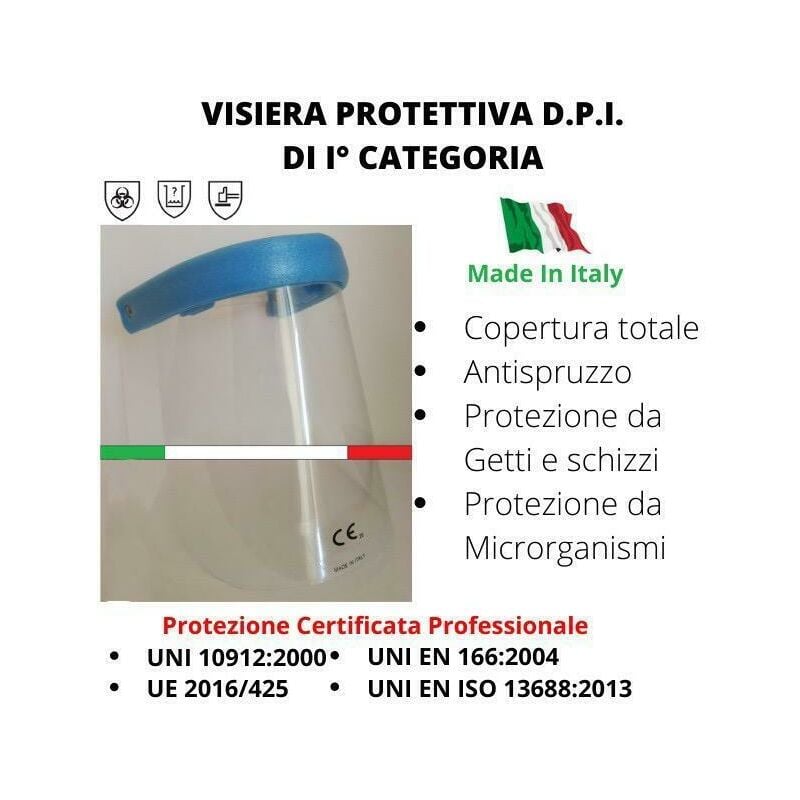 Visiera protettiva Categ.DPI 1, protezione facciale