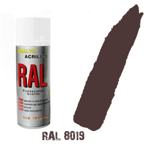 Bomboletta spray marrone testa di moro ral 8019 acrilico vernice brillante lucid
