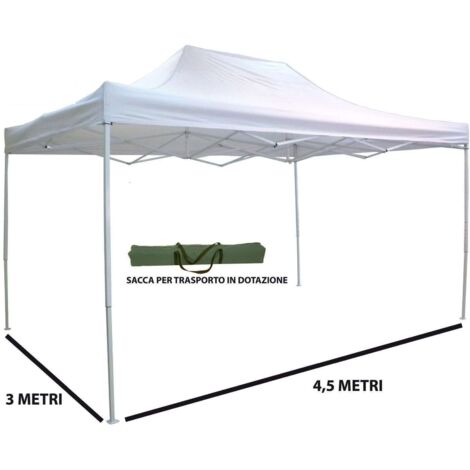Gazebo Apertura Rapida A Fisarmonica 3 X 4,5 Mt Bianco Impermeabile 3x4,5 Maior