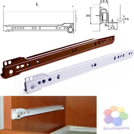 GUIDE PER CASSETTI GUIDA SCORREVOLE CON RULLI NYLON BIANCO MARRONE ITALIA - Taglia: 25 - Colore: Marrone (1/5)