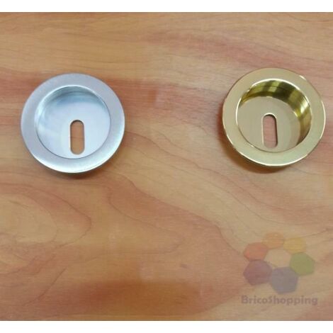 Placca Maniglia Incasso Per Porta Scorrevole Tonda 48 Mm Con Foro Chiave Oro Cro - Colore: Cromo Sat