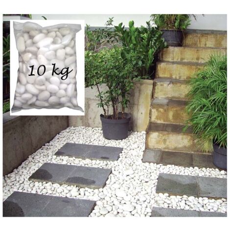 Ciottoli Pietre Levigati da arredo Giardino Piante Bianco Confezione 10 Kg ca