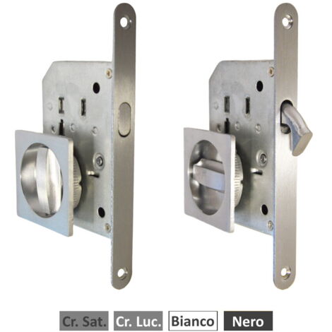 MANIGLIA PER PORTA SCORREVOLE interna ad incasso CON SERRATURA QUADRATA - Colore: Bianco