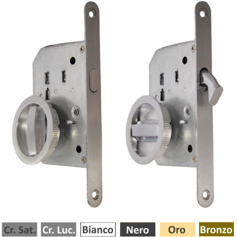 MANIGLIA PER PORTA SCORREVOLE interna ad incasso CON SERRATURA MANOPOLA TONDA - Colore: Bianco