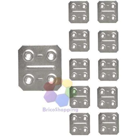 10 Pz Piastrina Quadrata Zincata Cm 4x4 Con 4 Fori Staffa Quadrata (1/10)