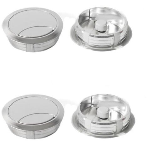 Passacavo Metallico Per Scrivania Ø60mm - Nero Spazzolato, Confezione Da 4 Pezzi - Foto 3