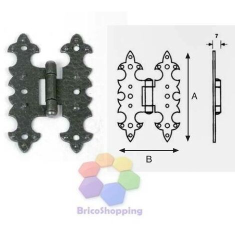 Cerniera piana ferro battuto nero anticata 67x40 mobili armadi in stile