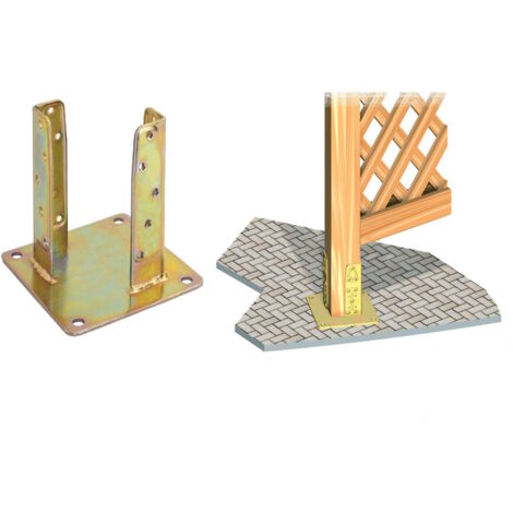 Staffa Per Fissare Fissaggio Palo Pali Legno Pannello Grigliato Gazebo 6x6 Cm