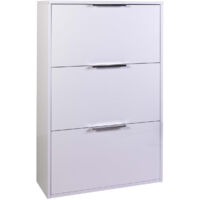 Scarpiera Legno Doppia Slim 3 Ribalte 18 Paia 65x25x100h Bianca Salvaspazio