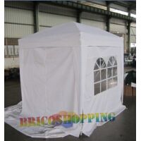 Gazebo Bianco Alluminio Pieghevole 2x2 E Teli Apertura Rapida Campeggio Cucinino
