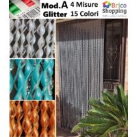 Tenda Moschiera Zanzariera a Fili In PVC per Esterno Porta Balcone Mod.A Glitter - Misura: 130x240h - Colore: Marrone (5)