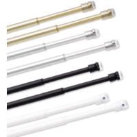 Coppia Astine per Tende Tendine a molla vetro REGOLABILI Bastoni pressione ASTE - Colore: Nero - Misura: Cm 27/36