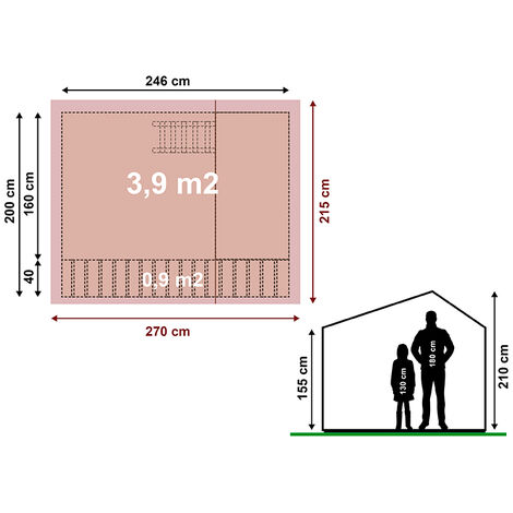 Casa da giardino per bambini con terrazza e letto a castello interno TIROL.  255x275X260 cm. CASAS