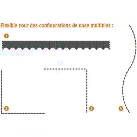 Garantia - Lot de 6 Bordures de Jardin Edgar 75 x 13 cm