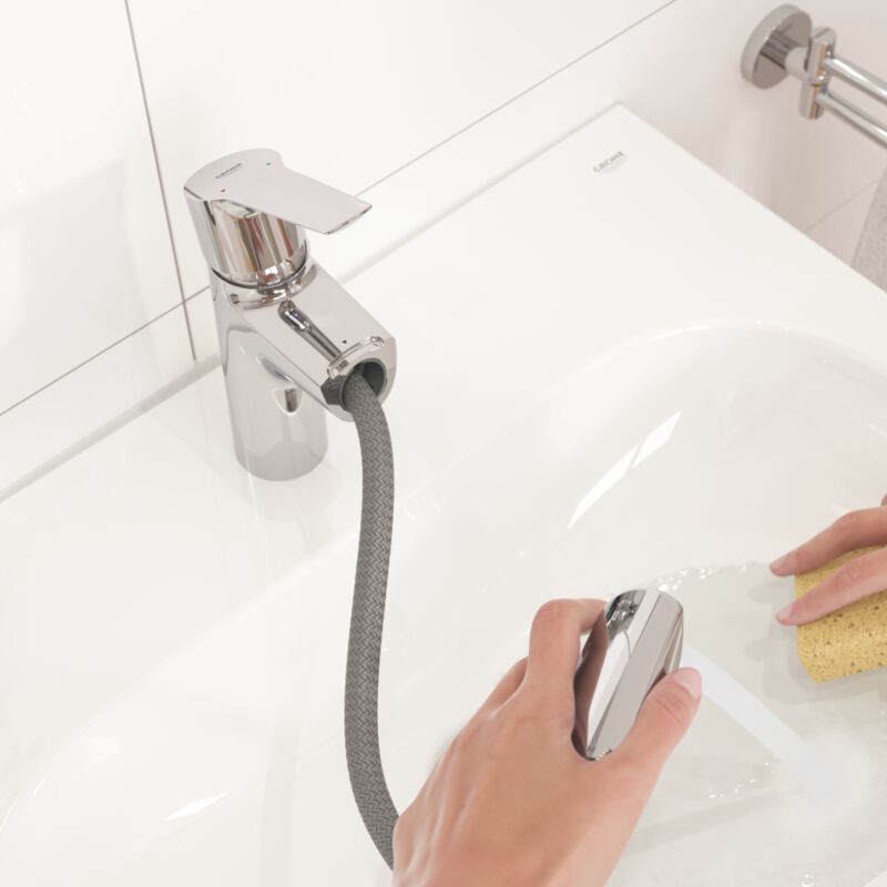 Robinet de lavabo GROHE Plus M avec douchette extractible - Bonde Push Open  - Eco