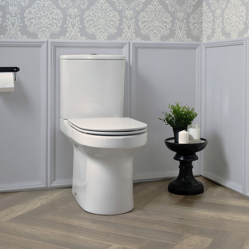 Abattant WC à fermeture douche rétro - Blanc - Charnières or brossé -  Richmond