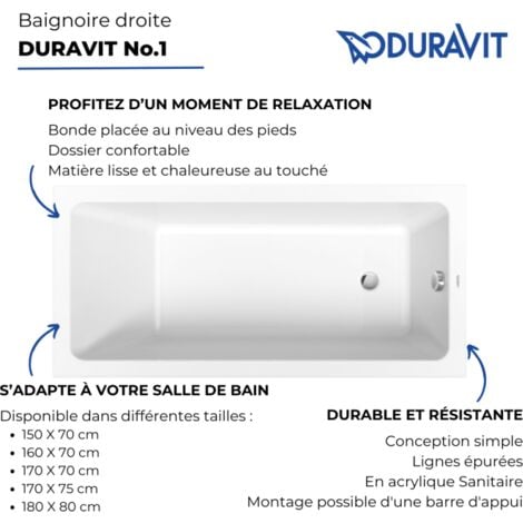 Baignoire droite 180 X 80 DURAVIT Duravit No.1