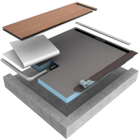 Receveur a carreler 120 x 90 cm Wedi Fundo Plano Linea - écoulement linéaire sortie sur le petit coté