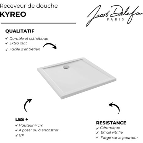 Receveur de douche 80 x 80 JACOB DELAFON Kyreo ceramique carré blanc