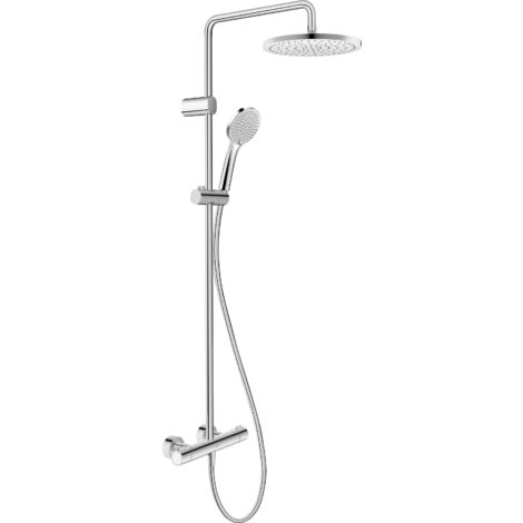 Système de douche universel Duravit, douchette avec 3 types de jets (Rain, Intense Rain, Soft Rain), à économie d'eau, set de douche facile à nettoyer, douche de tête orientable, chromé