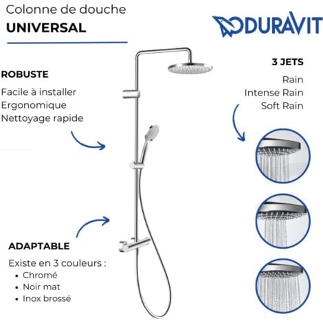 Colonne de douche thermostatique DURAVIT MinusFlow inox brossé