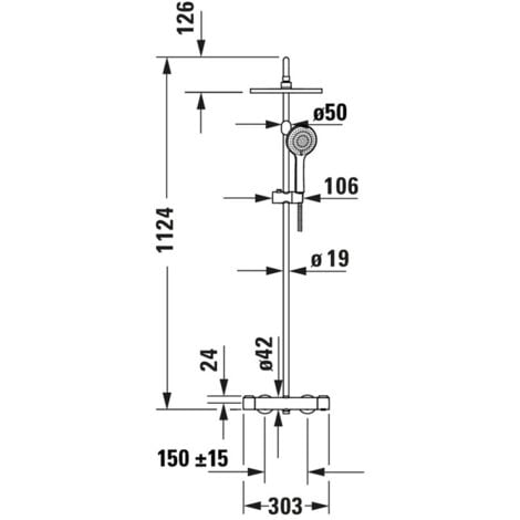 Colonne de douche thermostatique DURAVIT MinusFlow inox brossé