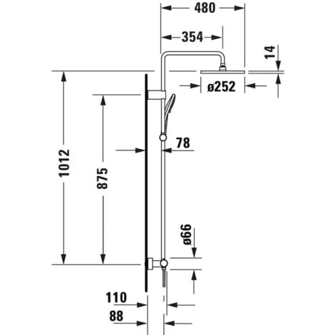 Colonne de douche thermostatique DURAVIT MinusFlow inox brossé