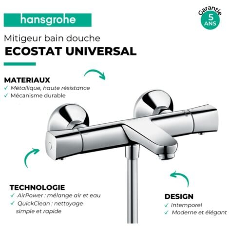 Mitigeur bain douche thermostatique HANSGROHE Ecostat Universal chromé + nettoyant Briochin