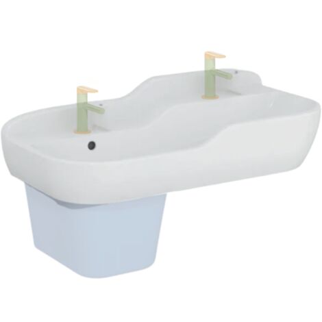 Vitra – Lavabo pour enfant 85 cm sur colonne – Pré-percé avec trop-plein – Conception ergonomique – Finition hygiénique facile à nettoyer