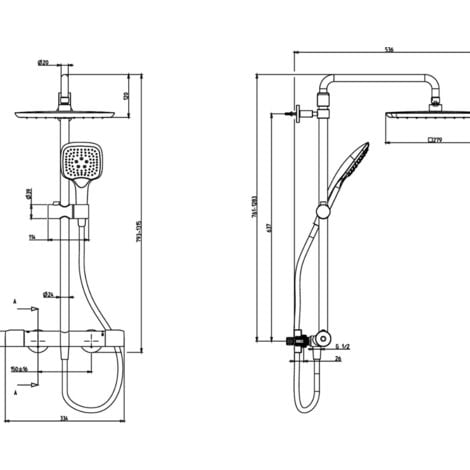 Colonne de douche thermostatique JACOB DELAFON Emma chromé