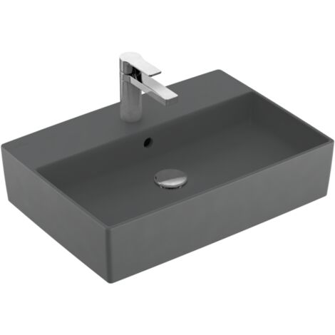 Vasque à poser VILLEROY ET BOCH Memento 2.0 graphite ceramic plus avec trop plein 50 x 42 cm (1/4)