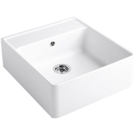 Evier timbre office VILLEROY ET BOCH Tradition Stone White CeramicPlus avec vidage automatique