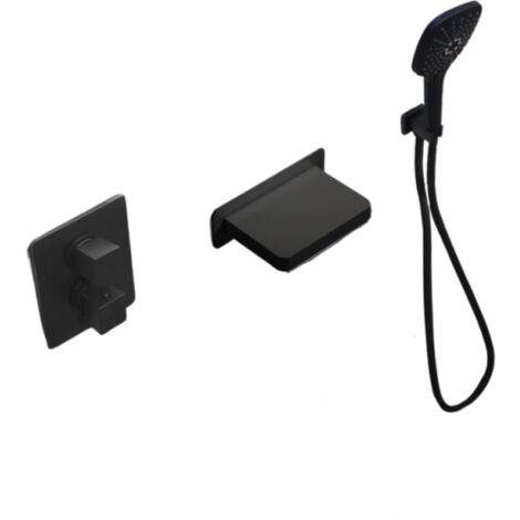Pack mitigeur bain douche thermostatique encastré carré PAINI Ruby Noir Mat (1/4)