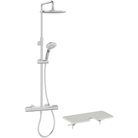 Colonne de douche thermostatique JACOB DELAFON Juliette chromé + tablette de douche (1/5)