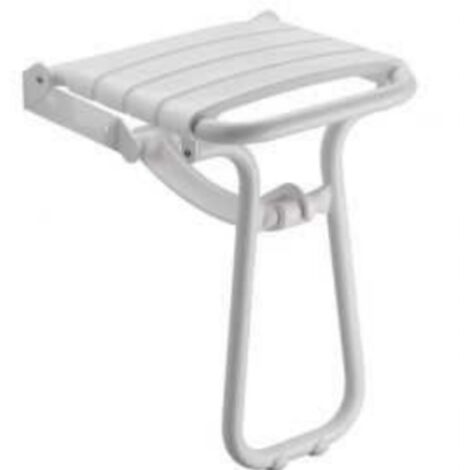 Godonnier – Siège de douche escamotable blanc compact – Béquille automatique pour stabilité – Finition époxy résistante à l'humidité – Charge max 225 kg