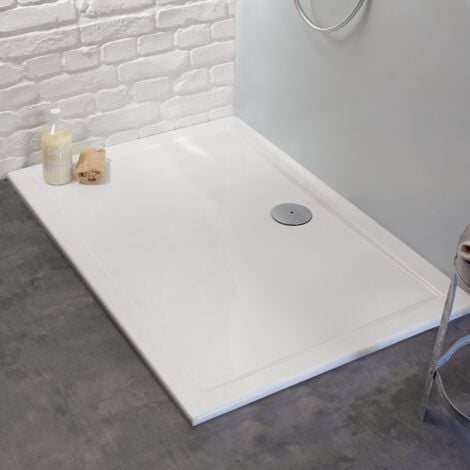 Receveur de douche 120 x 80 JACOB DELAFON Gaspard extra-plat céramique bonde centrée sur la longueur