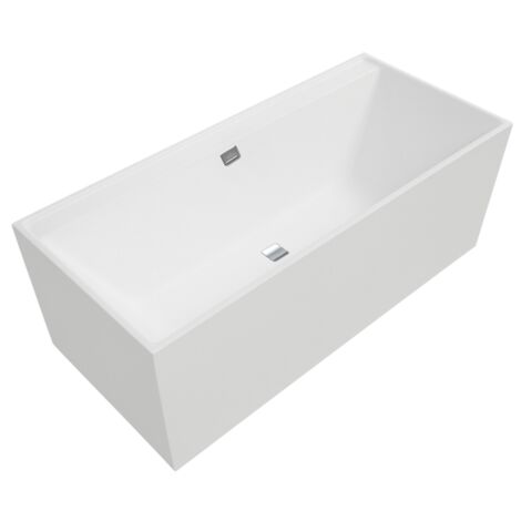 Baignoire droite 190 x 90 VILLEROY & BOCH Collaro acrylique Blanc Mat avec vidage et trop-plein chrome