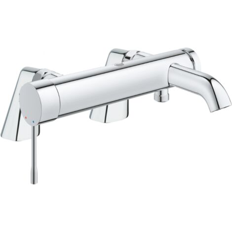 Grohe – Mitigeur de baignoire mécanique – Finition chrome éclatant – Levier métallique – Cartouche céramique 35 mm – Montage mural apparent (1/5)