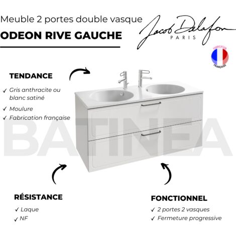 Meuble Vasque Double Jacob Delafon Ola UP 120 Cm – Blanc Brillant, Design élégant Et Rangement Optimisé