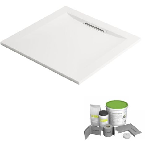 Pack receveur de douche 90 x 90 JACOB DELAFON Flight Pure quart de rond blanc + Kit d'étanchéité WEDI + Pieds (1/5)