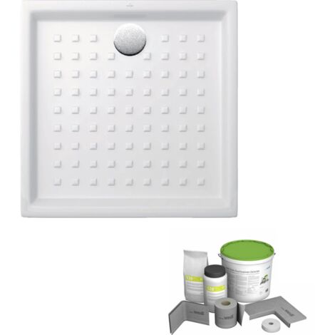 Pack receveur de douche 90 x 90 VILLEROY ET BOCH O Novo carré blanc + Kit d'étanchéité WEDI