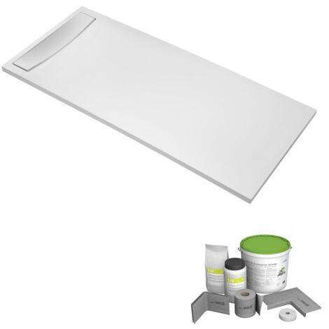 Pack receveur de douche antidérapant 160 x 90 JACOB DELAFON Flight Neus rectangle blanc+Kit d'étanchéité WEDI + Bonde + Capot (1/5)