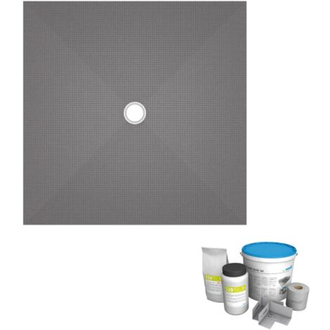 Receveur de douche à carreler 120 x 120 WEDI Fundo Primo carré écoulement centrée + kit d'étancheité